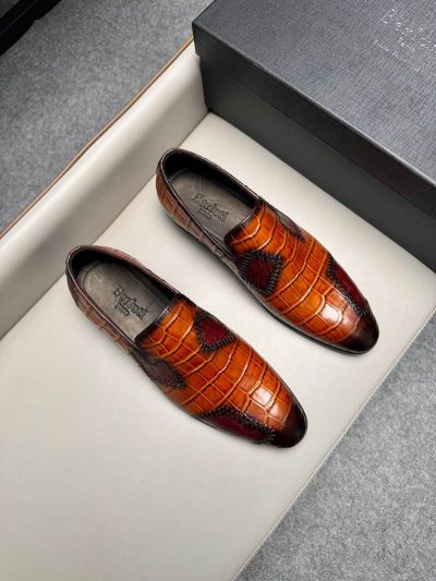 Berluti Brown calfskin Leather Shoes-Berluti Man Business Leather Shoes